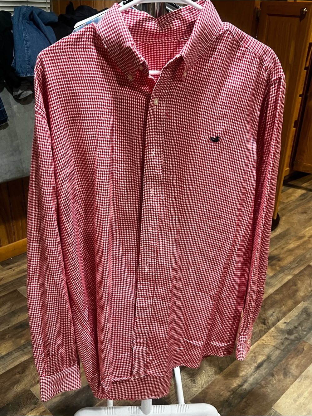Southern Marsh Red and White Gingham Button-Down Shirt